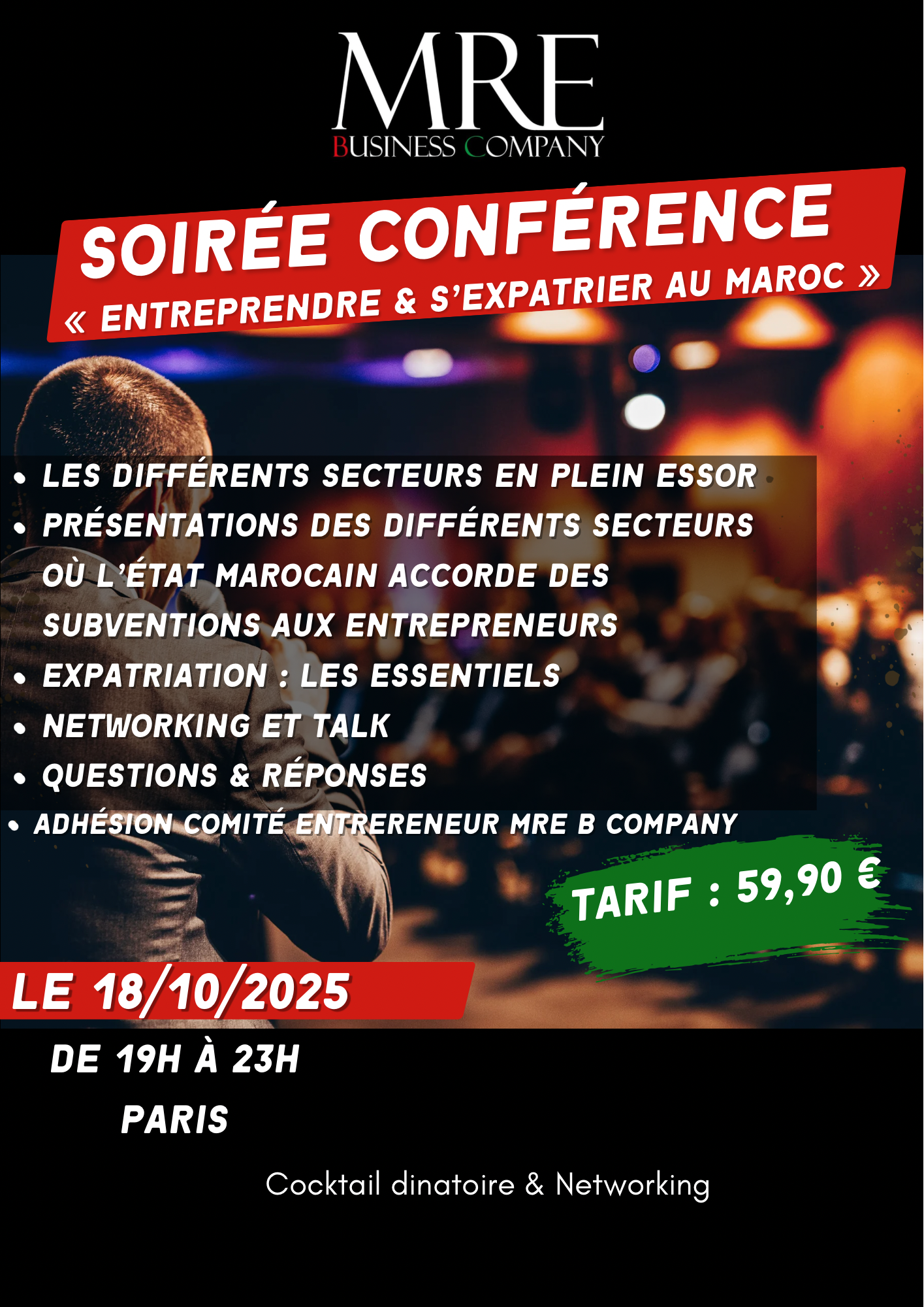Soirée conférence « Entreprendre & s’expatrier au Maroc » le 18/10/2025
