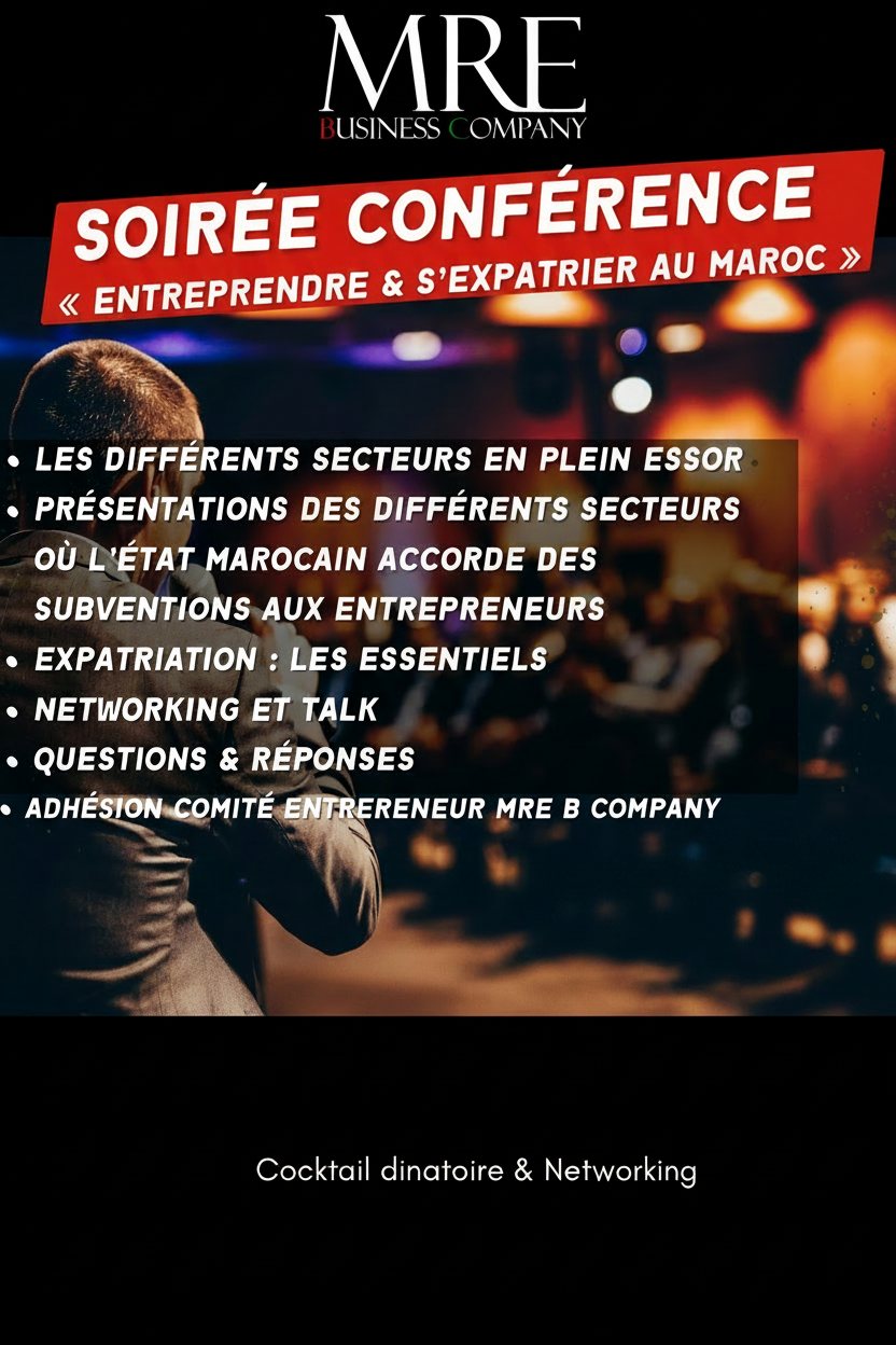 Soirée conférence « Entreprendre & s’expatrier au Maroc » le 23/01/2027