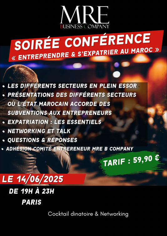 Soirée conférence « Entreprendre & s’expatrier au Maroc » le 14/06/2025