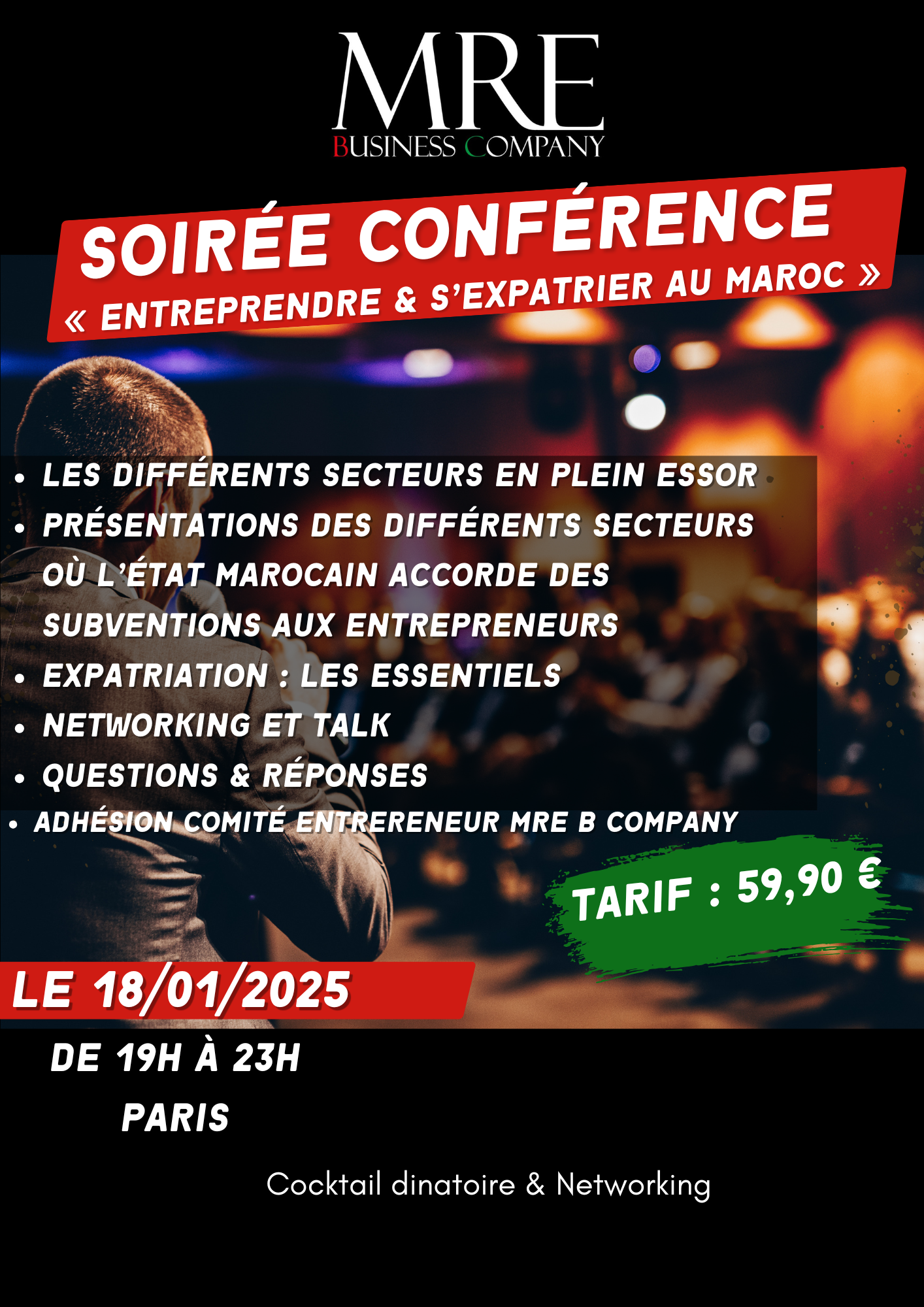 Soirée conférence « Entreprendre & s’expatrier au Maroc » le 18/01/2025